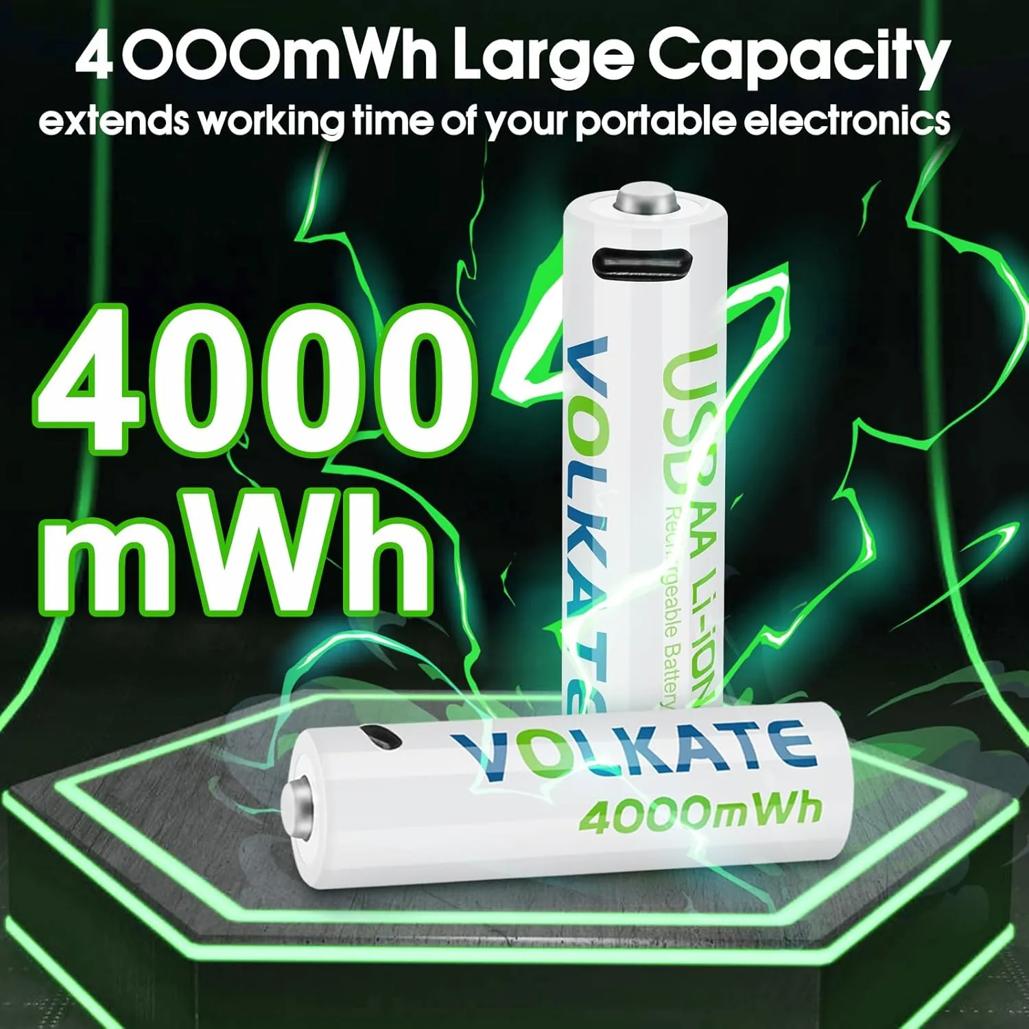 4000mWh Lithium Batteries AA 12 Pack, 1.5V USB Rechargeable AA Batteries, High Capacity Double A Size Li-ion Battery with Charging Cable, for Blink Doorbell Camera, Toy, Game, Remote Controller