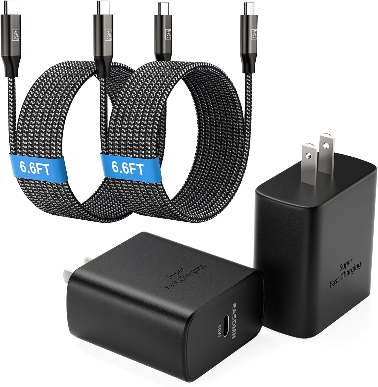 45W Super Fast Charger Type C, [2 Pack] 45 Watt USB-C Charger PD/PPS Wall Charging Block for Samsung Galaxy S25 Ultra/S25 /S25/S24/S23 Ultra/S23 /S22 Ultra/S22 /S20 Ultra, Tab S8(with 2X 6.6ft Cable)