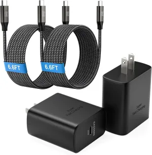 45W Super Fast Charger Type C, [2 Pack] 45 Watt USB-C Charger PD/PPS Wall Charging Block for Samsung Galaxy S25 Ultra/S25 /S25/S24/S23 Ultra/S23 /S22 Ultra/S22 /S20 Ultra, Tab S8(with 2X 6.6ft Cable)