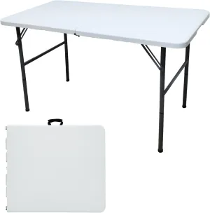 4FT Plastic Folding Table - Lightweight & Portable for Camping, Picnic, Card Games - Indoor Outdoor Foldable Dining & Utility Table