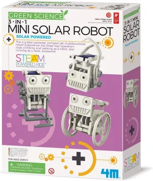 4M 3-In-1 Mini Solar Robot – STEM Toys DIY Green Science Eco-Engineering Building Kit Gift for Kids, 4M Mini Solar Robot 3 In 1