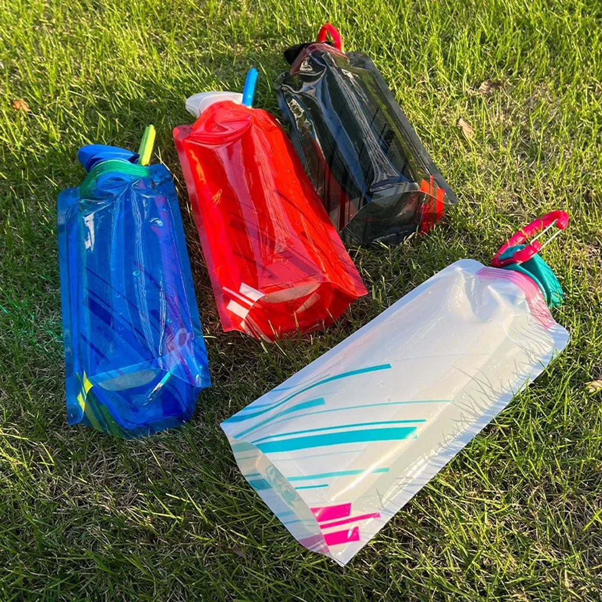 4PCS Portable 700ML Folding Water Storage Bag PE for Riding Sports Hiking Kettle