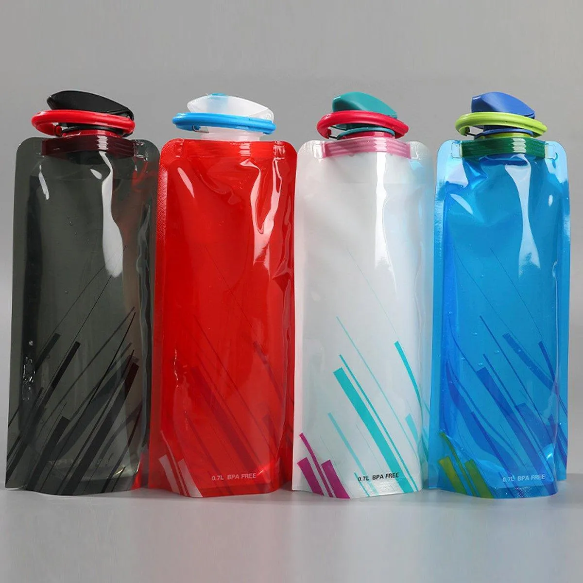 4PCS Portable 700ML Folding Water Storage Bag PE for Riding Sports Hiking Kettle