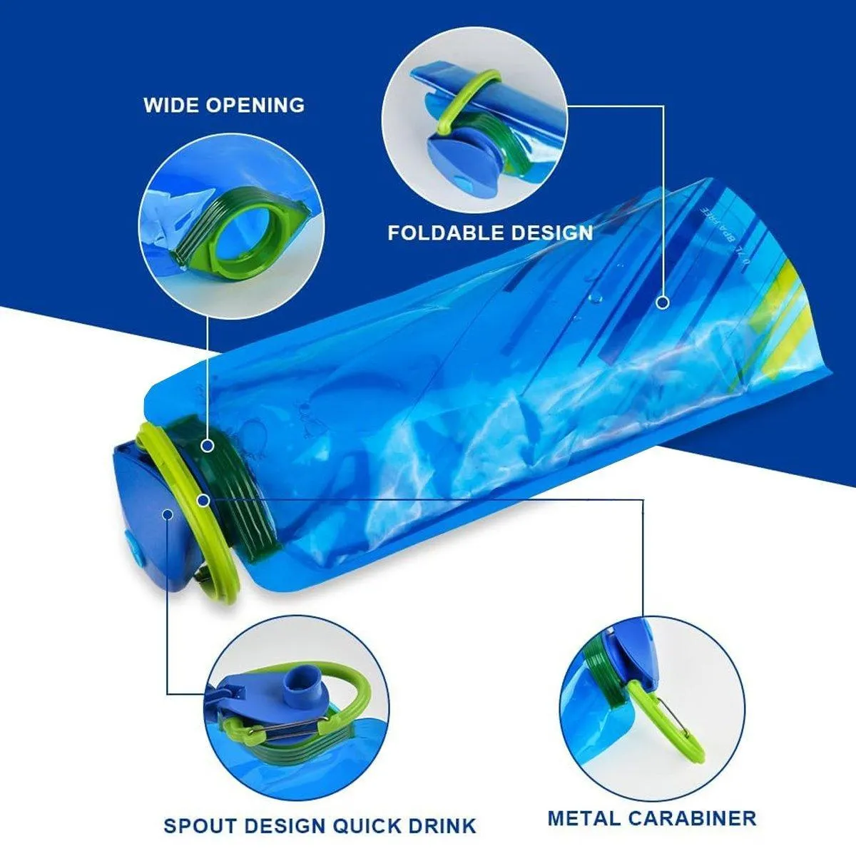 4PCS Portable 700ML Folding Water Storage Bag PE for Riding Sports Hiking Kettle