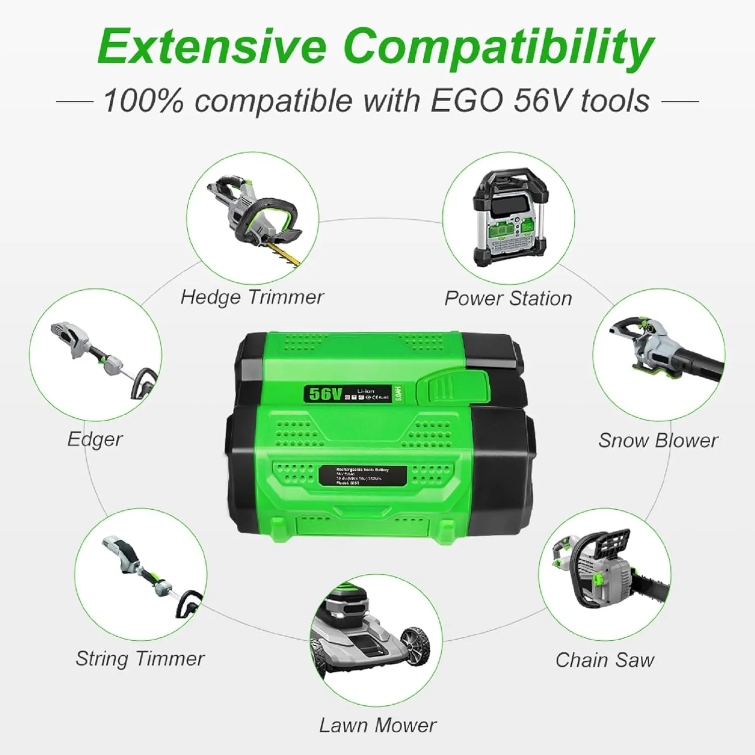 56V 5.0Ah Power Lithium Ion Battery Replacement for EGO BA2800T BA2242T BA1400T BA4200T