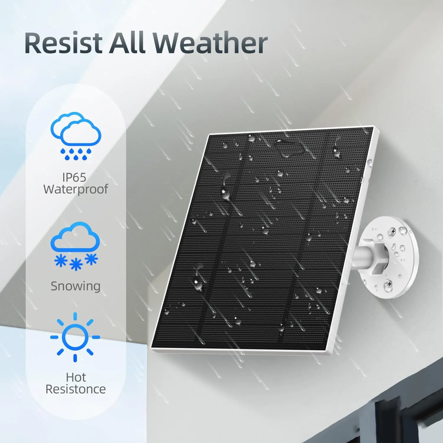 5W Solar Panels for Security Camera, Solar Panel with Micro USB & USB-C Port for DC 5V Outdoor Rechargeable Battery Camera, IP65 Waterproof, 360° Adjustable Security Mount, 9.8ft Cable（1PC）
