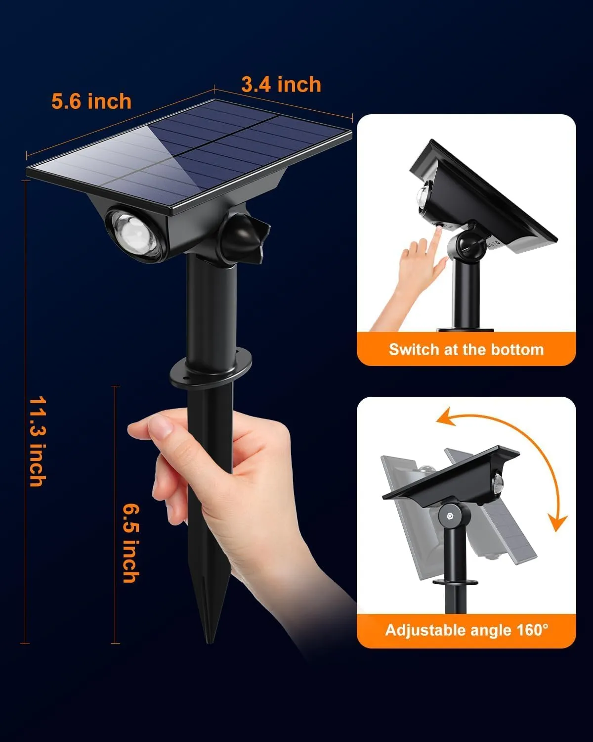 6 Pack Solar Power Spot Lights Outdoor Waterproof LED Dusk to Dawn Landscape Spotlight for Outside Yard, Tree, Flag, Yard, Garden, Statues, 3 Modes, 18 Hours Accent Ambient Lighting - Warm White
