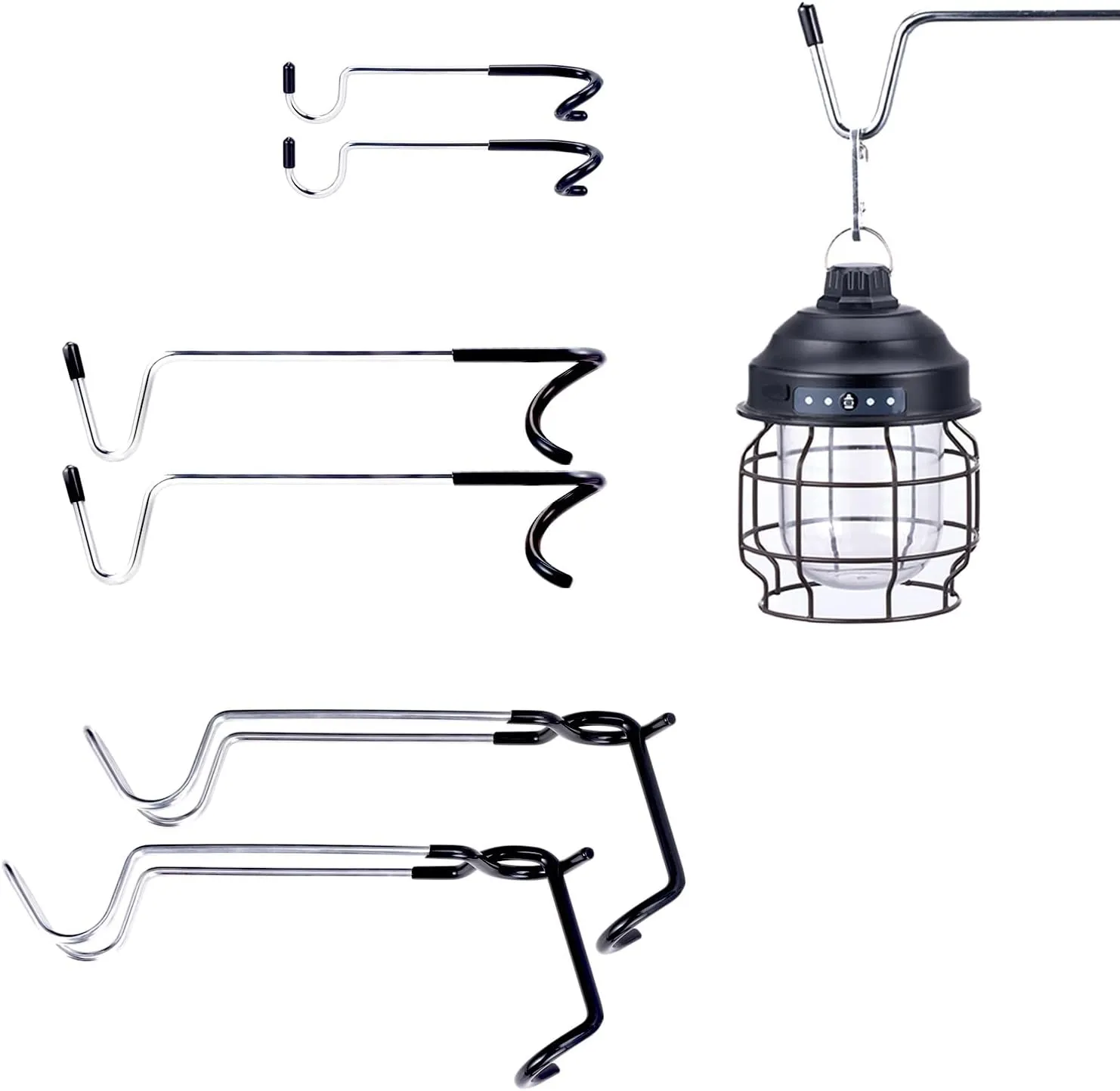 6 PCS Camping Lantern Hanger Hooks, Water Bottle Holder, Stainless Steel Bird Feeder Hanger for Camping, Fishing