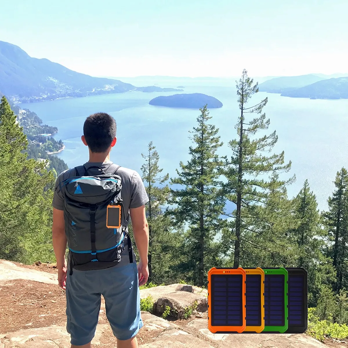 6000mAh Solar Power Bank with Dual USB Ports - Charge 2 Devices Simultaneously, Water-Resistant