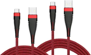 6ft and 10ft Long USB-C Cables Fast Charge Type-C Cord Compatible with Motorola Moto G Power 5G (2025)/Moto G 5G (2025), Power Wire Data Sync Red Braided High Speed