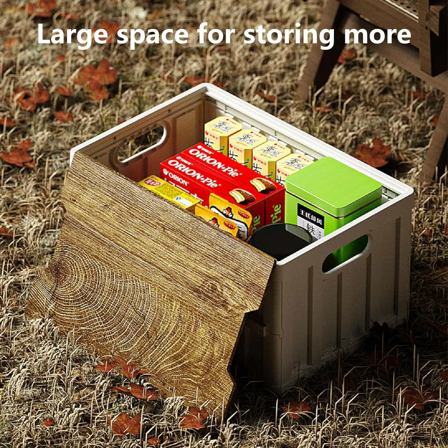 7.93-13.21 gallon large capacity camping folding box storage box organizing box, suitable for home, outdoor camping, car use - black, white, green (White stripes, 16.5x11x8.6)