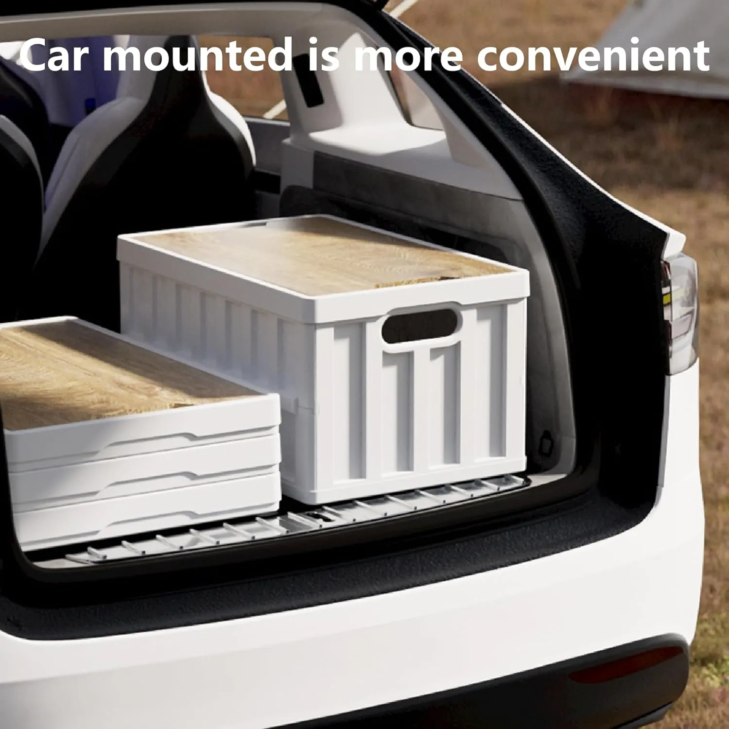 7.93-13.21 gallon large capacity camping folding box storage box organizing box, suitable for home, outdoor camping, car use - black, white, green (White stripes, 16.5x11x8.6)