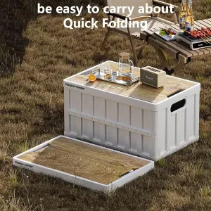 7.93-13.21 gallon large capacity camping folding box storage box organizing box, suitable for home, outdoor camping, car use - black, white, green (White stripes, 16.5x11x8.6)