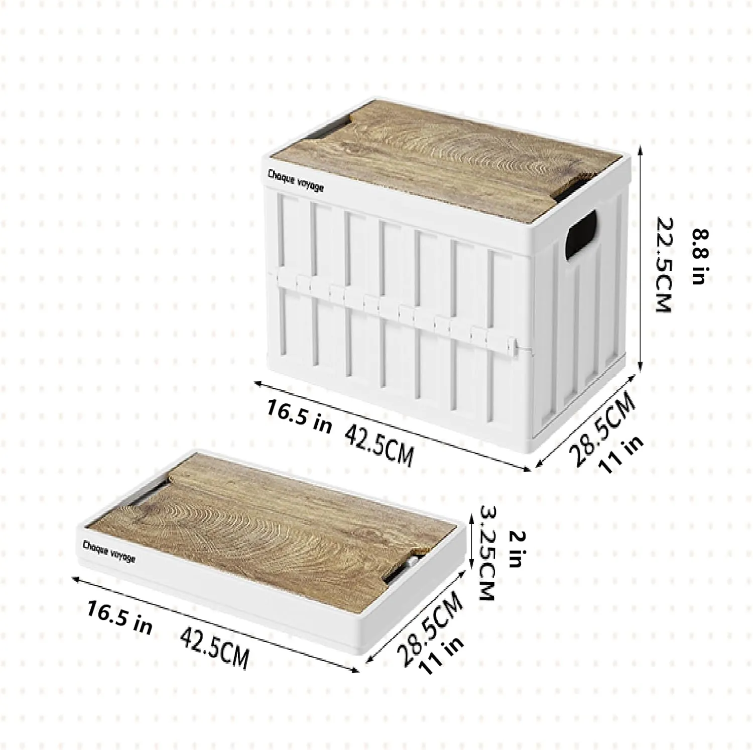 7.93-13.21 gallon large capacity camping folding box storage box organizing box, suitable for home, outdoor camping, car use - black, white, green (White stripes, 16.5x11x8.6)