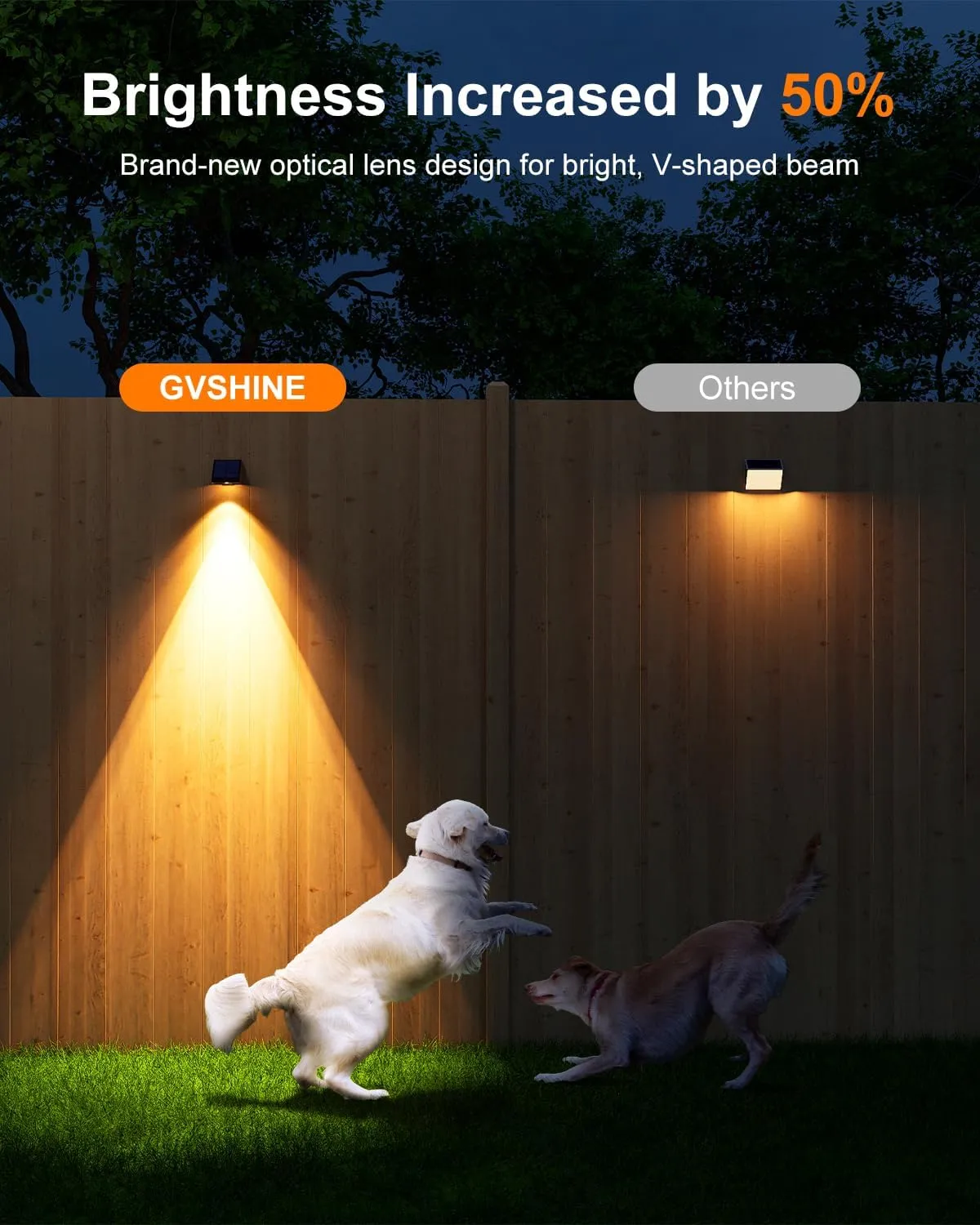 8 Pack Decorative Solar Powered Fence Lights Outdoor Waterproof with Warm White LED Spot Lens, for Outside Wall, Deck, Patio, Yard, Rail, Garage, Pool, Designed for Enhanced Security, Easy Install