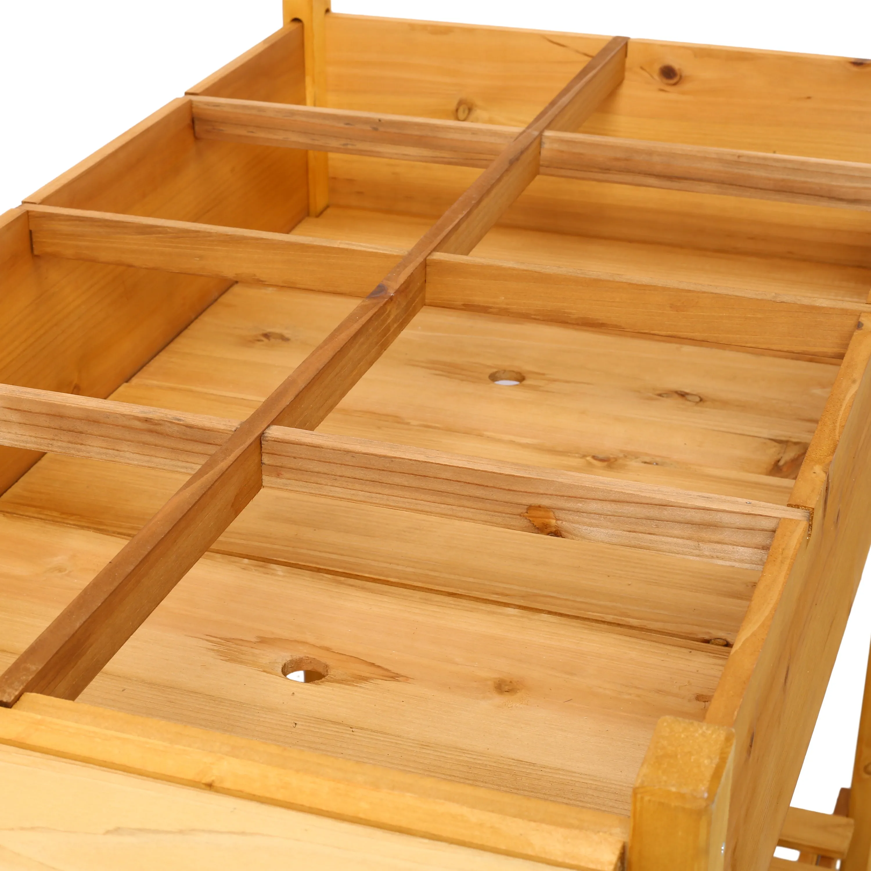 8 Pockets Horticulture Raised Garden Bed Elevated Wood Planter Box Stand with Foldable Side Table and Storage Shelf for Herb/Vegetables/Flowers