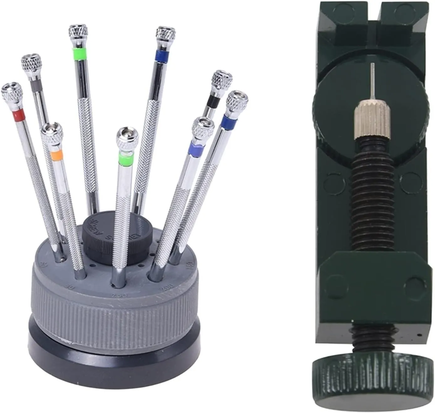 9 Pcs Base Table Repair Tool Screwdriver Set & 1 Pcs Metal Link Pin Remover Adjuster Watch Band Bracelet Strap Parts Watch Repair Tool Kits