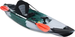9.7FT Sit-On-Top Kayak Boat for Adults, 1-Person Fishing Kayak Raft with Aluminum Paddle & 4 Fishing Rod Holders, Portable Touring Kayak for Sea, Lake & River