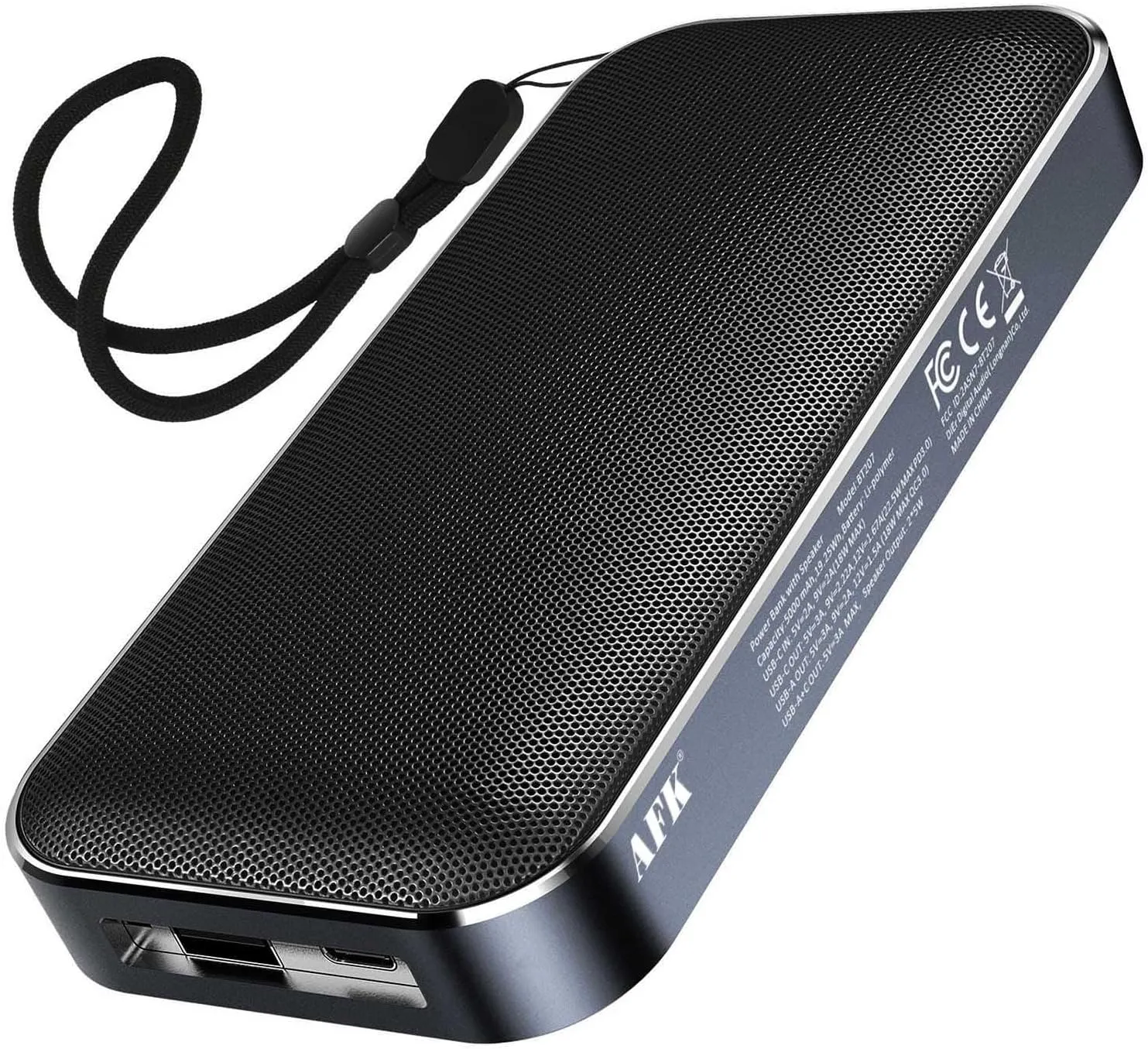 AFK Portable Charger Bluetooth Speaker, 22.5W Fast Charging Power Bank,Battery Pack with 2 Ouputs,Travel Phone Charger Compatible for iPhone Android Phones etc