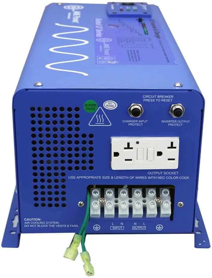 AIMS Power 2000 Watt Pure Sine Inverter Charger 120 Vac Single Phase 48 VDC, 6000W Surge for 20 Seconds -3X Surge Capability, Battery Priority Selector
