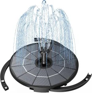 AISITIN 2.8W Solar Fountain Pump for Water Feature with 3.9ft Cord, Solar Bird Bath Fountain with 6 Nozzles, Solar Powered Water Fountain for Bird Bath, Garden, Ponds Fish Tank and Outdoor