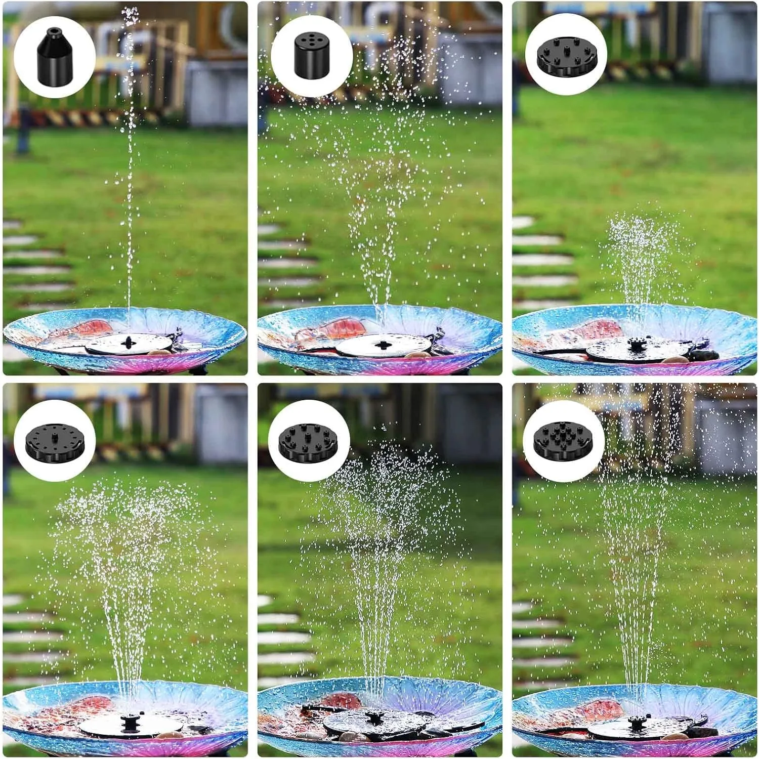 AISITIN 2.8W Solar Fountain Pump for Water Feature with 3.9ft Cord, Solar Bird Bath Fountain with 6 Nozzles, Solar Powered Water Fountain for Bird Bath, Garden, Ponds Fish Tank and Outdoor