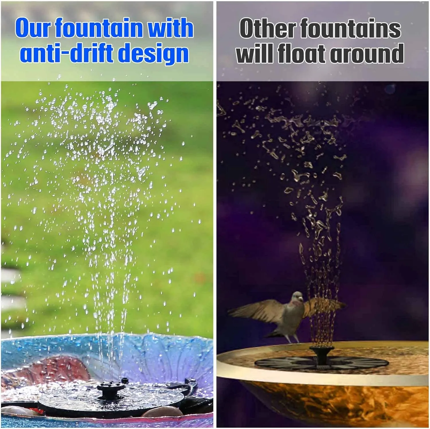AISITIN 2.8W Solar Fountain Pump for Water Feature with 3.9ft Cord, Solar Bird Bath Fountain with 6 Nozzles, Solar Powered Water Fountain for Bird Bath, Garden, Ponds Fish Tank and Outdoor