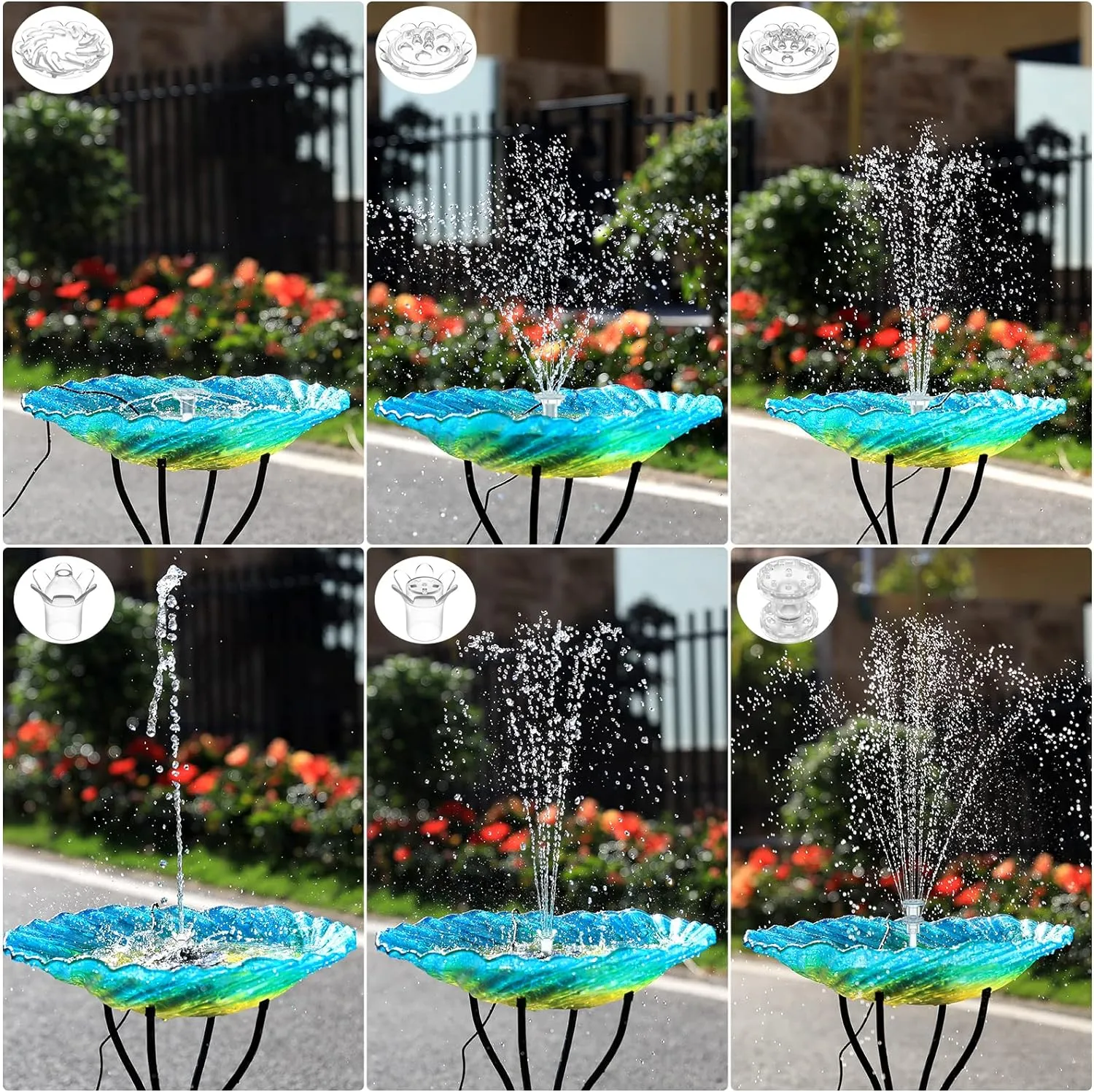 AISITIN 3.5W Solar Fountain Pump for Water Feature Outdoor DIY Solar Bird Bath Fountain with Multiple Nozzles, Solar Powered Water Fountain for Garden, Ponds, Fish Tank and Aquarium