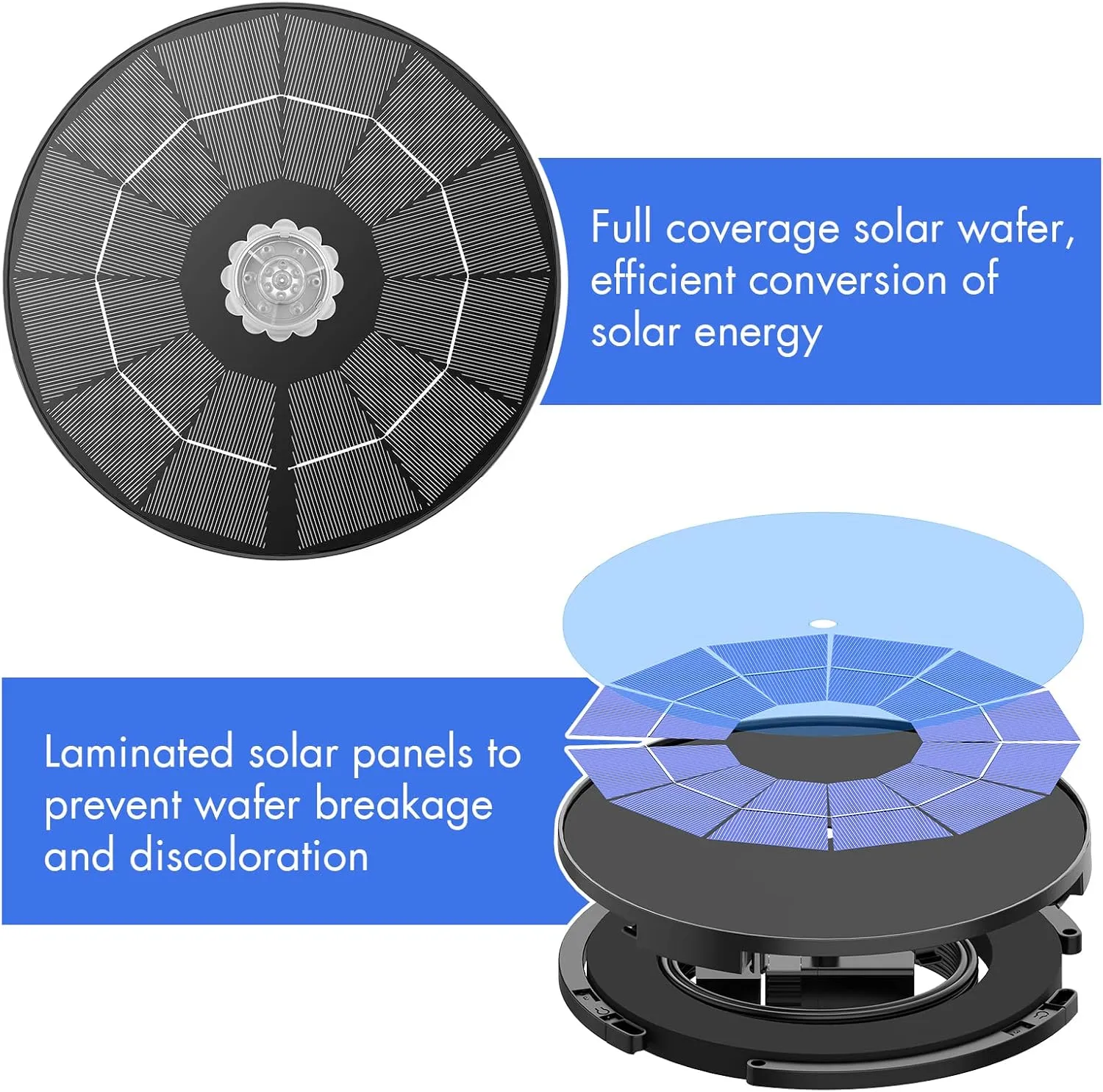 AISITIN 3.5W Solar Fountain Pump for Water Feature Outdoor DIY Solar Bird Bath Fountain with Multiple Nozzles, Solar Powered Water Fountain for Garden, Ponds, Fish Tank and Aquarium