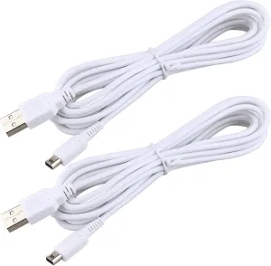 AKWOX 2 Pack 3M/10FT USB Charger Power Cable Compatible with 3DS, DSi, New 2DS XL, New 3DS