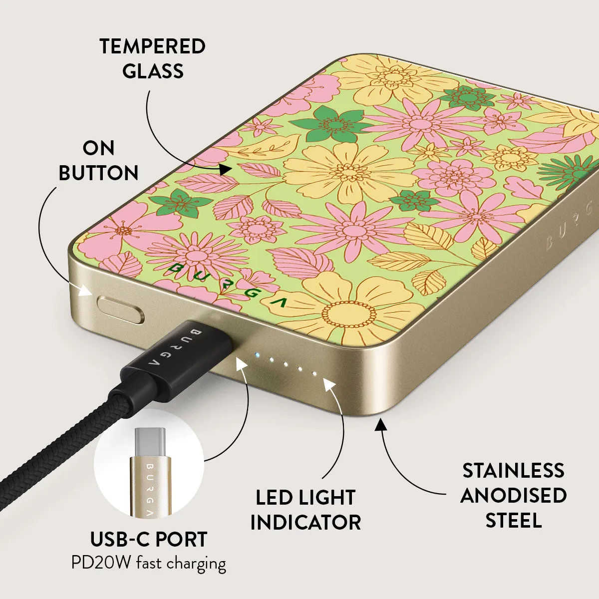 Amalfi Coast - Colorful Floral Magnetic Power Bank
