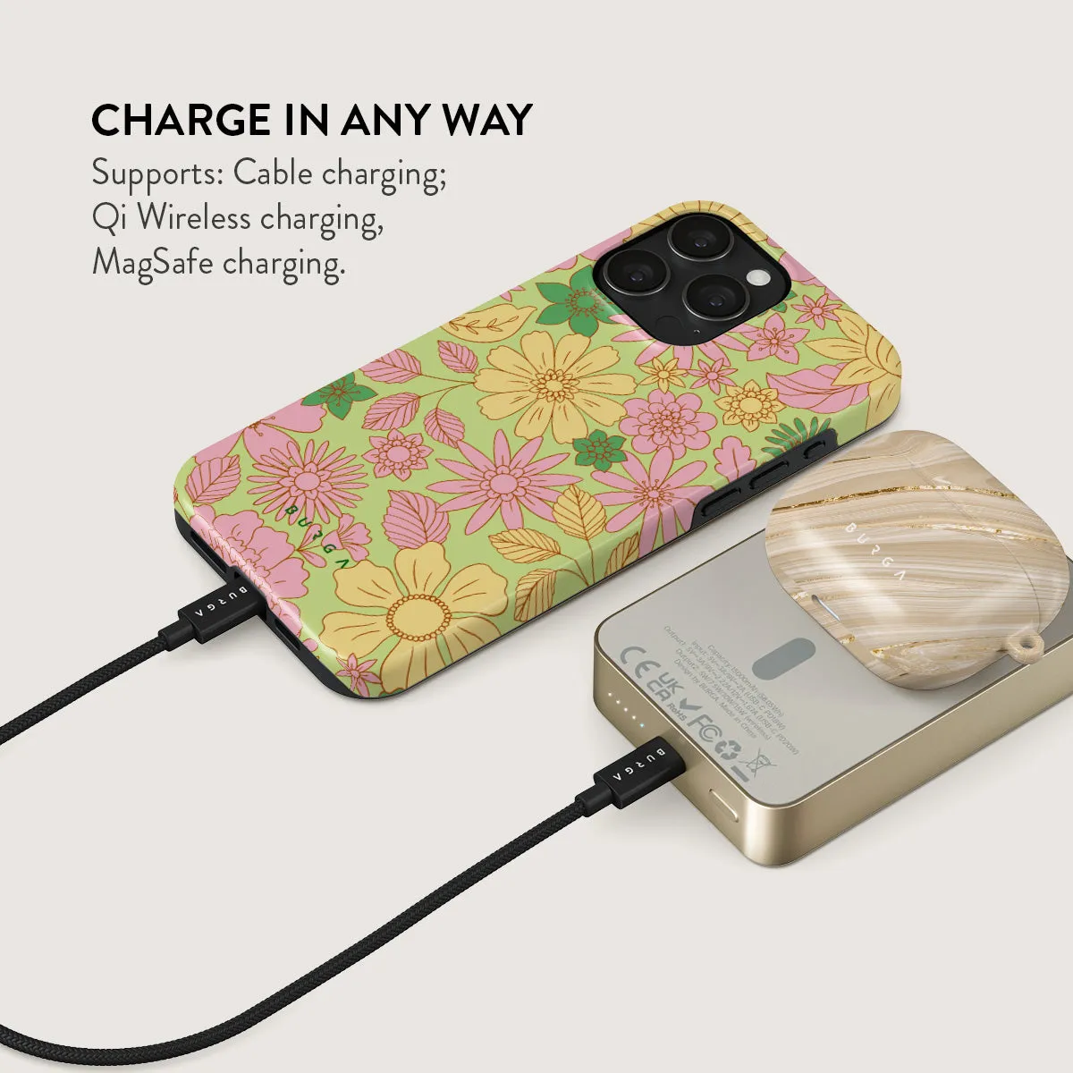 Amalfi Coast - Colorful Floral Magnetic Power Bank