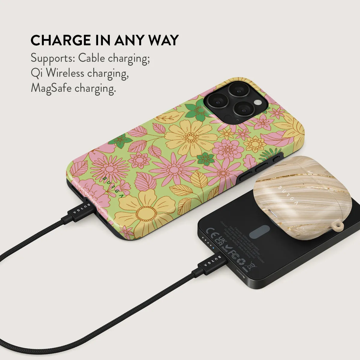 Amalfi Coast - Colorful Floral Magnetic Power Bank