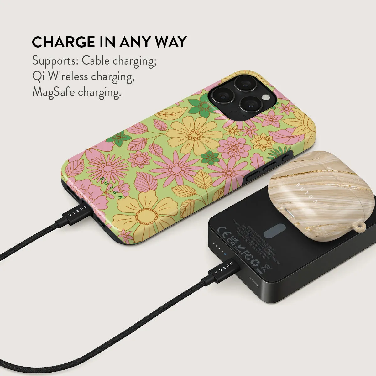 Amalfi Coast - Colorful Floral Magnetic Power Bank
