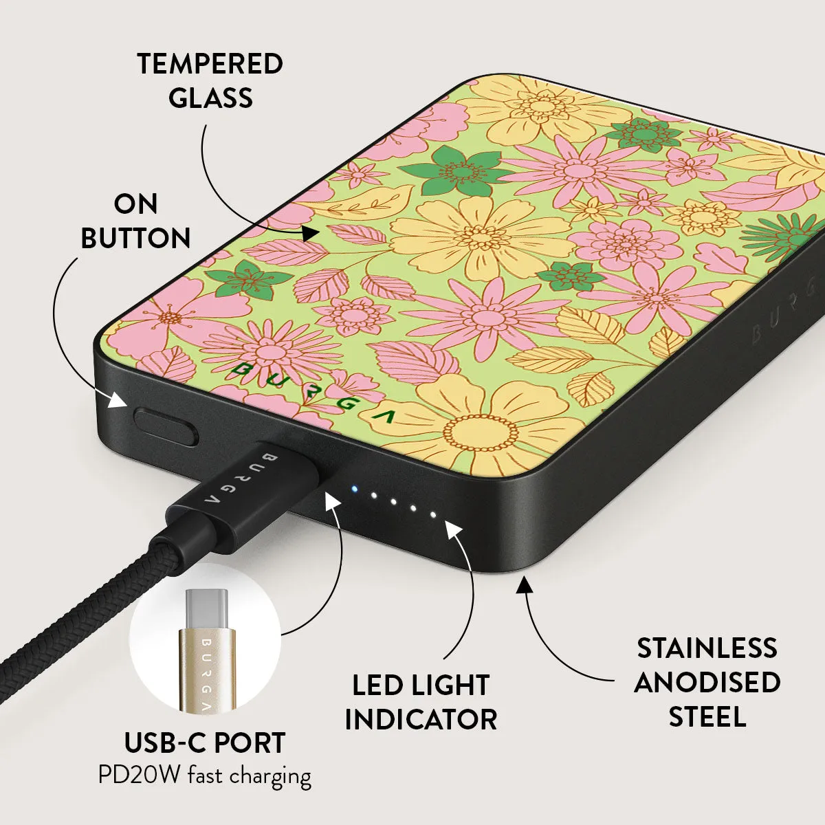 Amalfi Coast - Colorful Floral Magnetic Power Bank