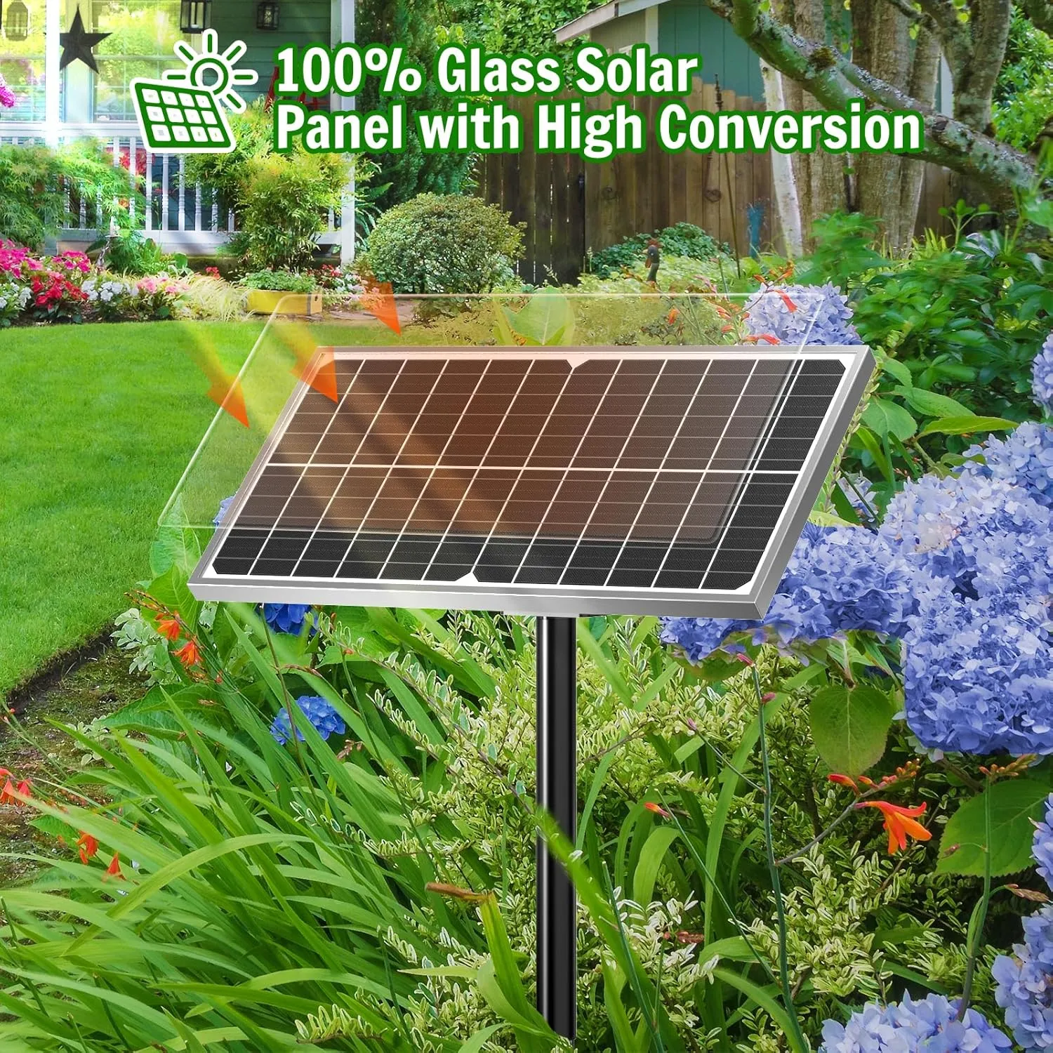 AMZtime 15W Solar Water Pump Fountain, DIY Solar Powered Fountain Pump Kit, Solar Fountain Pump with Upgraded Glass Solar Panels for Birdbath, Pool, Hydroponics, Fish Pond, Garden, Waterfall