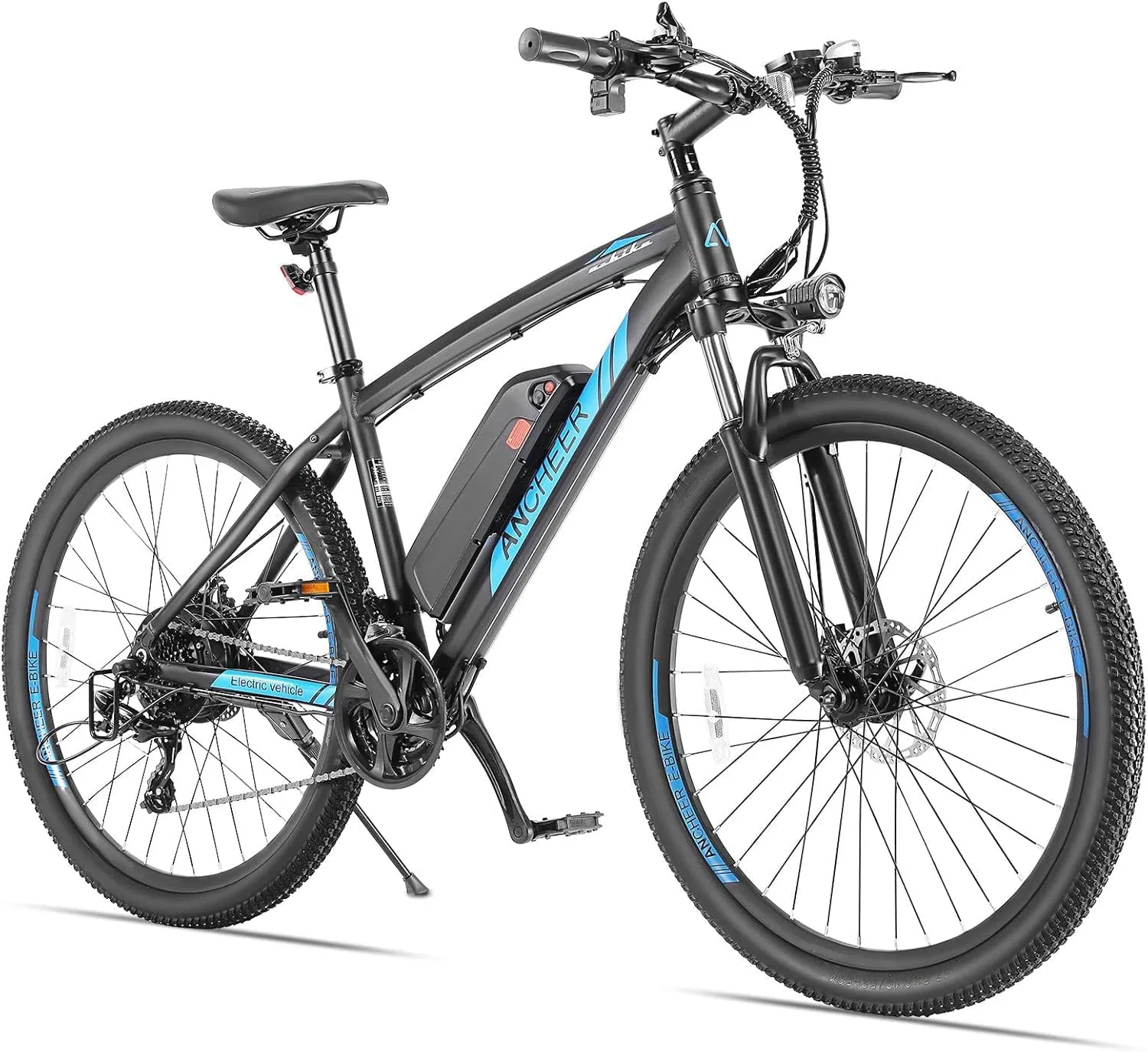 ANCHEER 26/27.5 '' Electric Bike for Adults, Peak 500W/750W Ebike, 3 Hours Fast Charge, 60 Miles Electric Bicycle with 374/499Wh Battery, Electric Mountain Bike with 7/21 Speed