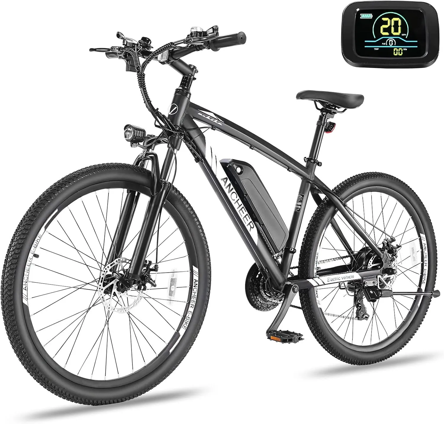 ANCHEER Electric Bike for Adults, Peak 750W Ebike, 3 Hours Fast Charge, 60 Miles Electric Bicycle with 48V/499Wh Battery, 27.5 ''Hummmer Electric Mountain Bike with LCD Display, 21/24 Speed