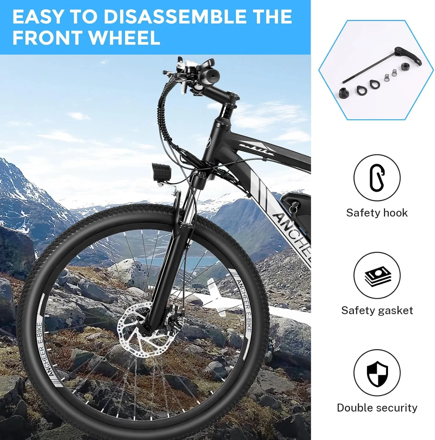 ANCHEER Electric Bike for Adults, Peak 750W Ebike, 3 Hours Fast Charge, 60 Miles Electric Bicycle with 48V/499Wh Battery, 27.5 ''Hummmer Electric Mountain Bike with LCD Display, 21/24 Speed