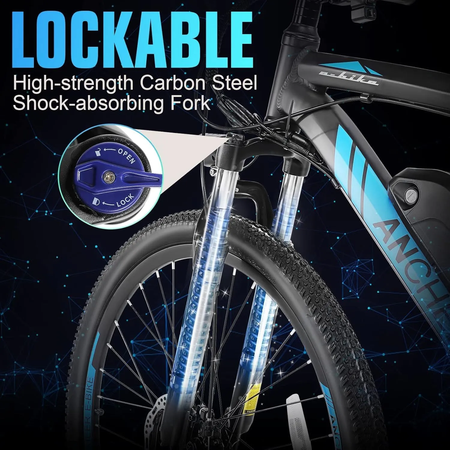 ANCHEER Electric Bike for Adults, Peak 750W Ebike, 3 Hours Fast Charge, 60 Miles Electric Bicycle with 48V/499Wh Battery, 27.5 ''Hummmer Electric Mountain Bike with LCD Display, 21/24 Speed