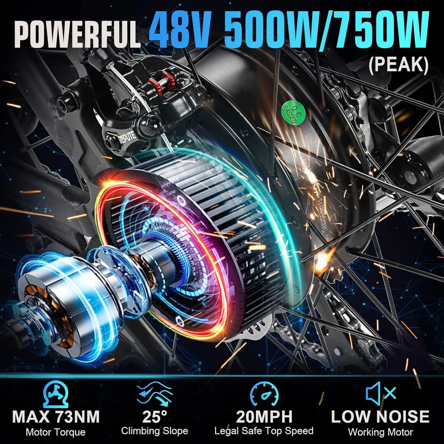 ANCHEER Electric Bike for Adults, Peak 750W Ebike, 3 Hours Fast Charge, 60 Miles Electric Bicycle with 48V/499Wh Battery, 27.5 ''Hummmer Electric Mountain Bike with LCD Display, 21/24 Speed