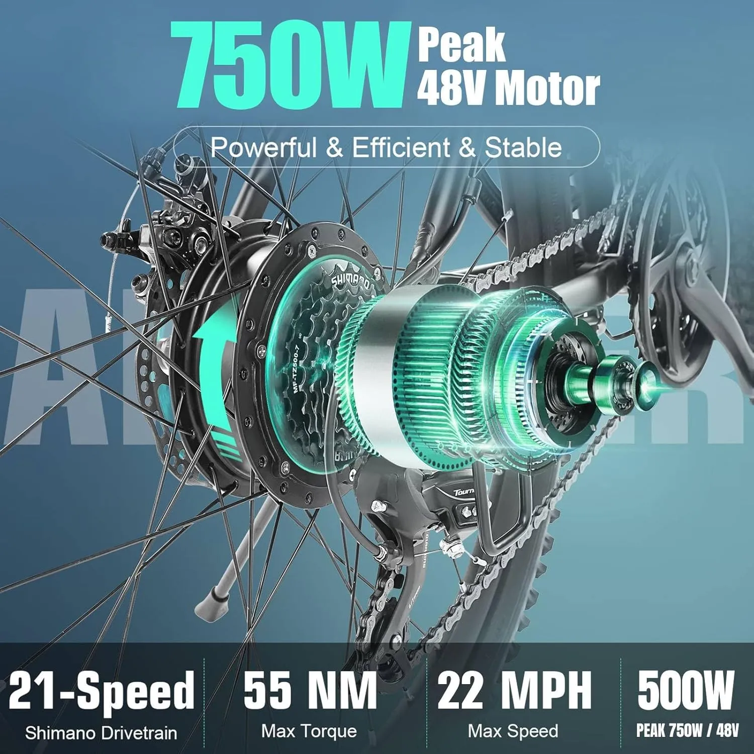 ANCHEER Electric Bike for Adults, Peak 750W Ebike, 3H Fast Charge, 55 Miles, 22MPH Electric Bicycle, 48V 499Wh Battery, 26" Gladiator Electric Mountain Bike, 21Speed, UL 2849 Certified
