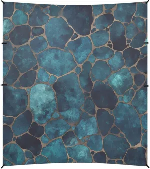 Animal Skin Print Style Dark Turquoise Foldable Beach Cabana UPF50  Easy Setup Large Sun Shade with Sandbags and Shovel for Family Travel
