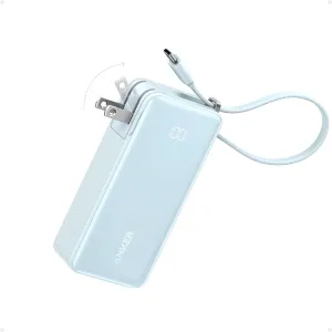 ANKER Nano 3-in-1 Portable iPhone Charger, 10,000mAh Power Bank with Built-in USB-C Cable and Foldable Wall Plug, 30W Max Battery Pack, Travel Essentials for iPhone 16/15 Series, Galaxy, MacBook