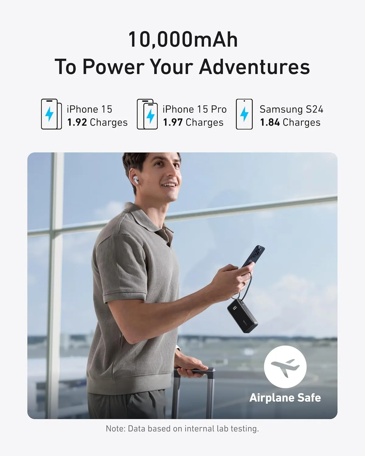 ANKER Nano 3-in-1 Portable iPhone Charger, 10,000mAh Power Bank with Built-in USB-C Cable and Foldable Wall Plug, 30W Max Battery Pack, Travel Essentials for iPhone 16/15 Series, Galaxy, MacBook