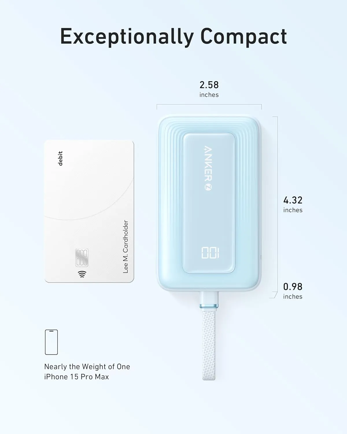 ANKER Portable Charger, 10,000mAh 30W Power Bank, USB-C in and Out Fast Charging Battery Pack, Travel Essential Phone Power Bank, for iPhone 16/15, iPad, MacBook, Galaxy, Google, and More