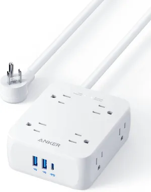Anker Power Strip with USB Ports,5Ft,Surge Protector(2000J),8 Widely Outlet Extender with 2 USB-A Ports and 1 USB-C Port,Works with iPhone 16/16 Plus/16 Pro/16 Pro Max,for Home, Office, TUV Listed