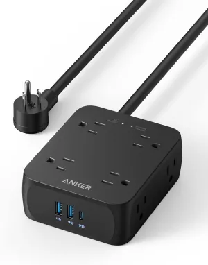 Anker Power Strip with USB Ports,5Ft,Surge Protector(2000J),8 Widely Outlet Extender with 2 USB-A Ports and 1 USB-C Port,Works with iPhone 16/16 Plus/16 Pro/16 Pro Max,for Home, Office, TUV Listed