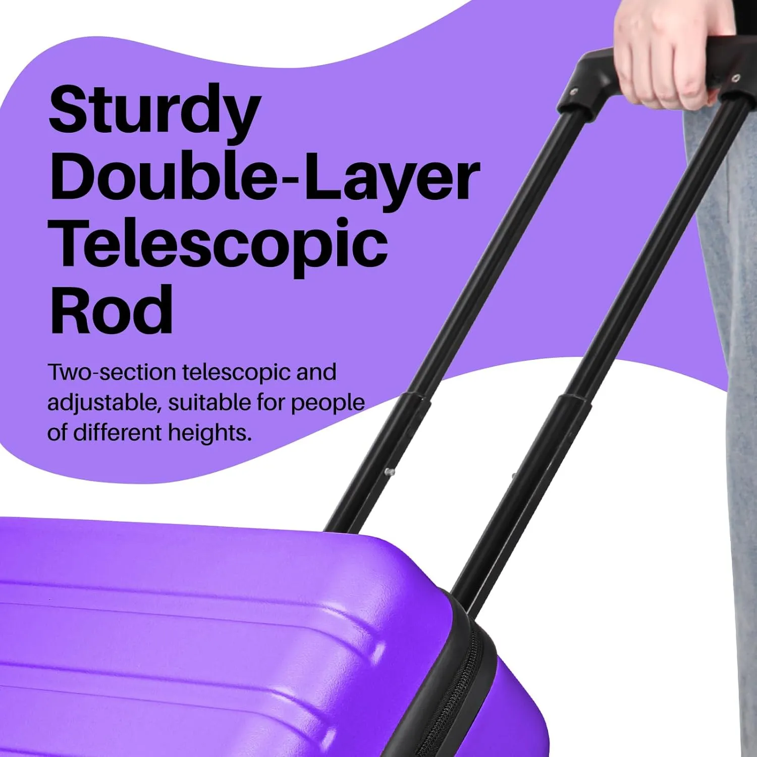 AnyZip Suitcase Hardside PC ABS Lightweight USB Luggage with Wheels TSA Lock Checked-Large 28 Inch Violet Purple
