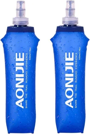 AONIJIE 2 Pcs Sports Collapsible Water Bottle BPA Free - TPU Soft Drink Water Kettle Foldable Flask for Hiking Bicycling Running Climbing